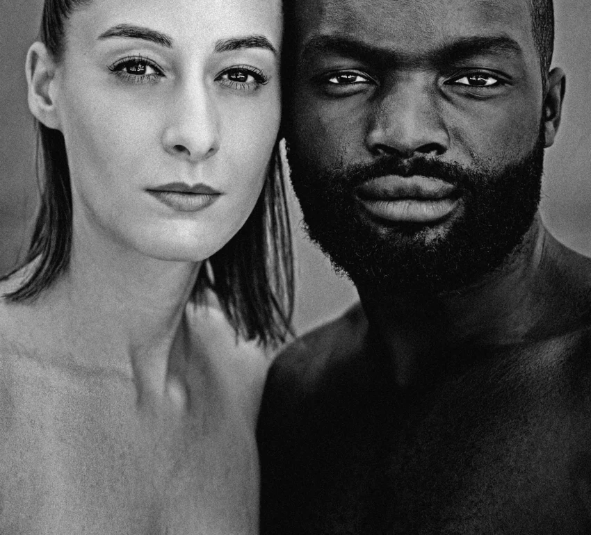 Double portrait of a woman and a man